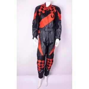 BELSTAFF Women's Vintage Motorcycle Racing Suit Size 42 In Red/Black